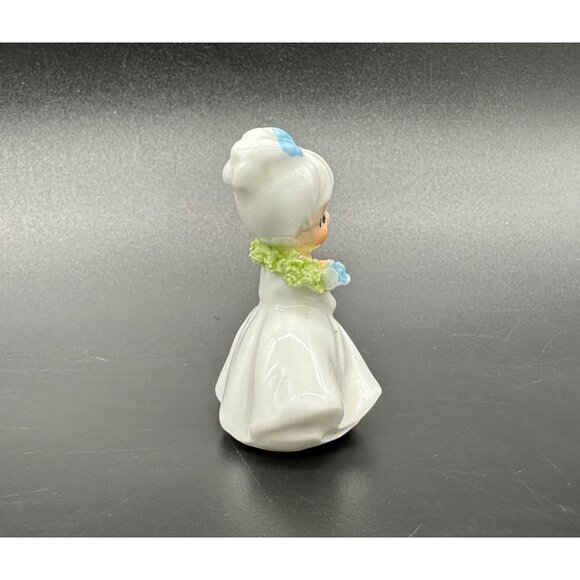 Vintage Girl Figurine Napcoware Japan Side Eye Sassy Flowers Blue Bow Bone China - Picture 5 of 10